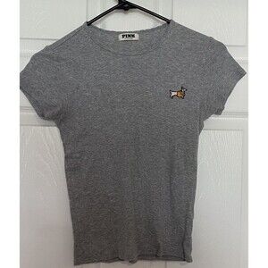 Victoria's Secret PINK Gray Short Sleeve Crop Top Size Xl Dog Y2K Baby Tee